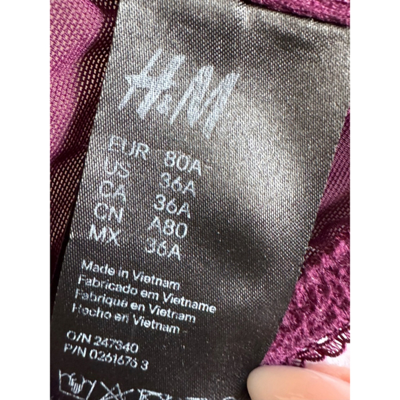 Women's H&M padded lace mesh Bra Size 36A Purple - Picture 5 of 7
